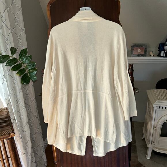 EUC Wynne Lounge Cardigan Jacket Womens Large Cream Drawstrings Layers - Picture 5 of 10
